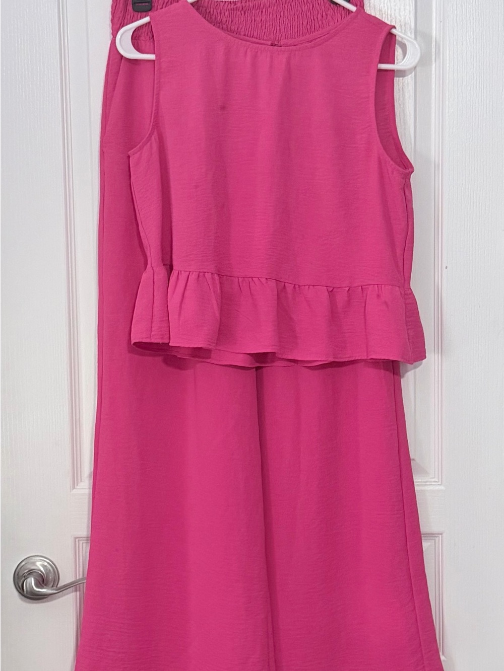 Girls' Sleeveless Ruffle-Hem Dress in Bright Pink